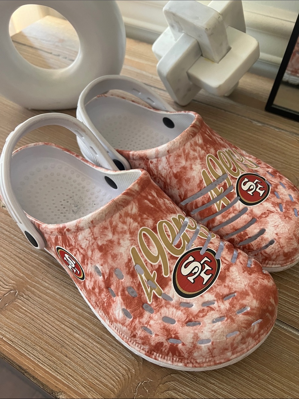 Woman’s  Orange Tie-Dye Team Logo Clog Shoes